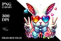 Victory Easter Bunny Watercolor PNG Product Image 2