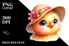 Watercolor Funny Chick Portrait | Sun Hat | Big Eyes Product Image 2