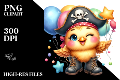 Smiling Baby Chicken with Pirate Hat PNG Product Image 2
