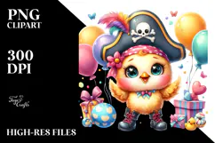 Colorful Baby Chicken Pirate PNG Product Image 2