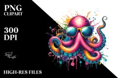Quirky Colorful Octopus with Sunglasses | Clipart Product Image 1