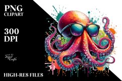 Quirky Colorful Octopus with Sunglasses | Clipart Product Image 3