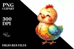 Smiling Cute Baby Old Plush Chicken | Sublimation | Clipart Product Image 1