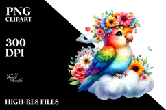 Cartoon-Style Watercolor Parrot PNG Product Image 2