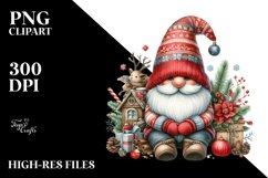 Watercolor Christmas Gnome PNG Product Image 3