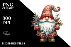 Watercolor Christmas Gnome PNG Product Image 1