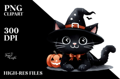 Funny Halloween Black Cat PNG Product Image 2