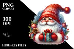 Vibrant Watercolor Christmas Gnome PNG Product Image 3
