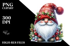 Vibrant Watercolor Christmas Gnome PNG Product Image 3