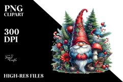Vibrant Watercolor Christmas Gnome PNG Product Image 1