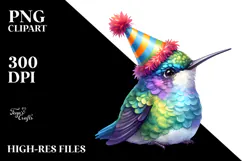 Vibrant Baby Hummingbird Party Hat Clipart Product Image 2
