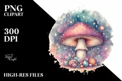 Detailed Pastel Mushroom, High Resolution PNG Product Image 1