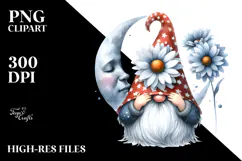 Cute Gnome with Big Hat and Daisy PNG Product Image 2
