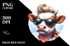 Funny Baby Cow with Cool Hair, PNG Product Image 2
