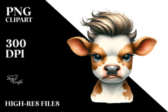Funny Baby Cow with Cool Hair, PNG Product Image 2