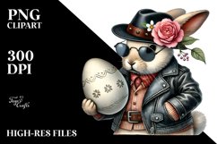 Watercolor Bunny Dressed in Leather, PNG Product Image 2