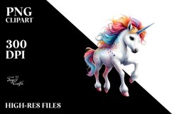 Colorful Baby Unicorn in Desert Scene PNG Product Image 3