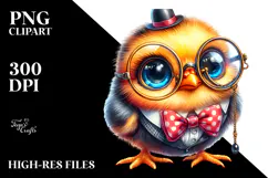 Crazy Cute Baby Chicken with Monocle, PNG Product Image 2