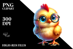 Crazy Cute Baby Chicken with Monocle, PNG Product Image 2