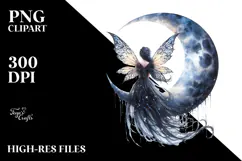 Gothic Fairy on the Moon, High-Quality PNG Product Image 2