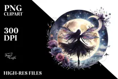 Gothic Fairy on the Moon PNG Product Image 2