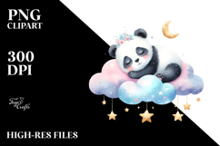 Whimsical Panda Sleeping on Cloud | Clipart Product Image 2