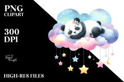 Whimsical Panda Sleeping on Cloud | Clipart Product Image 2