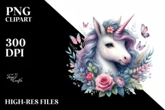 Watercolor Baby Unicorn PNG Product Image 1
