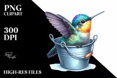 Baby Hummingbird in a Bucket | Clipart Product Image 1