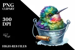 Baby Hummingbird in a Bucket | Clipart Product Image 1