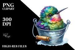 Baby Hummingbird in a Bucket | Clipart Product Image 2