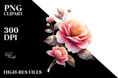 Glossy Camellia with Metalic Insertions, Transparent PNG Product Image 2