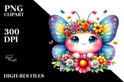 Vibrant Butterfly with Flower Crown PNG Product Image 2