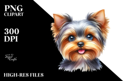 Watercolor Cute Yorkshire Terrier PNG Product Image 2
