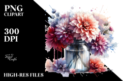 d Jar Artwork | Dahlia Illustration | Clipart Product Image 2