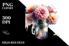 Vibrant Jar with Large Dahlia Clipart Product Image 2