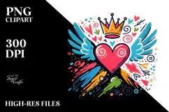 Heart with Wings and Crown PNG Product Image 2