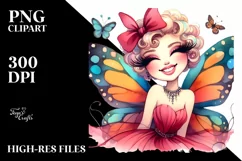 Funny Butterfly Vintage Smile Clipart Product Image 1