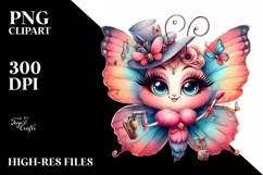 Cute Butterfly Vintage Watercolor Clipart Product Image 1