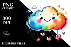 Colorful Smiling Cloud with Hearts PNG Product Image 2