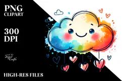 Colorful Smiling Cloud with Hearts PNG Product Image 2