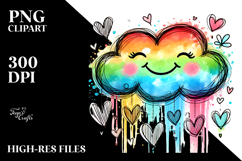 Colorful Smiling Cloud with Hearts PNG Product Image 2