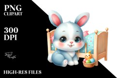Bunny with Children Bed Clipart Product Image 3