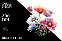 Glossy Daisy Petals Watercolor Clipart Product Image 3
