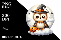 Cute Baby Owl Halloween PNG Product Image 1
