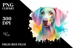 Playful Watercolor Weimaraner Clipart Product Image 3