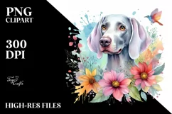 Whimsical Watercolor Weimaraner Clipart Product Image 1