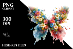Colorful Butterflies with Spring Flowers PNG Product Image 2