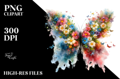 Colorful Butterfly Made Half of Spring Flowers, High-Res PNG Product Image 1