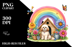 Colorful Dog House with Rainbow Bird Clipart Product Image 2